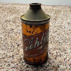 Vintage Schlitz Beer Cone Top Can 12oz Milwaukee Famous Globe Logo Metal Tin